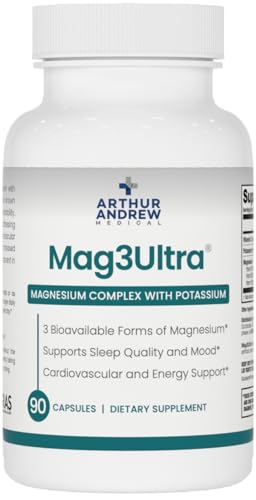 Arthur Andrew Medical Mag3Ultra Triple Magnesium Supplement Sucrosomial Bisglycinate Taurate for Muscle Stress Mood Nerve Bone & Heart Support 90 Capsules