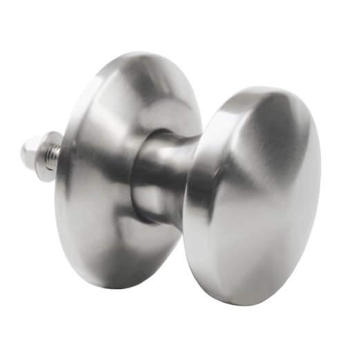 Amig - Pomo Fijo para Puertas de Interior Mod. 20 - ø80 x 70 mm - Con Embellecedor de Roseta - Agarre Ergonómico - Para Puertas con Grosor Máximo de 70 mm - Acero Inoxidable 18/8 Mate