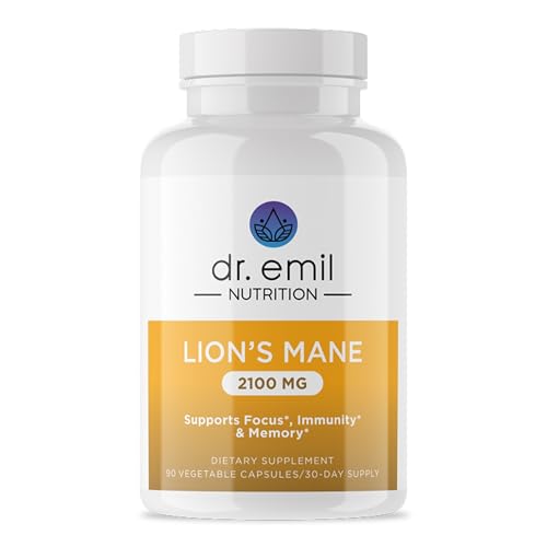 Image of Dr. Emil Organic Lion's Mane Mushroom Supplement, Nootropic, 90 Capsules | High-Potency Nootropic with Organic Lion's Mane and BioPerine to Support Focus, Mental Clarity, and Cognition