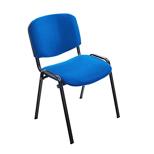 Rocada - Silla de Visitas, Silla Confidente Acolchada, Apilable, Color Azul, Estructura Negra