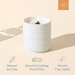 LA JOLIE MUSE Sandalwood Patchouli Candle Wood Wicked Candles Candles for Home Scented Natural Soy Candles Clean Burn Candle 50 Hours