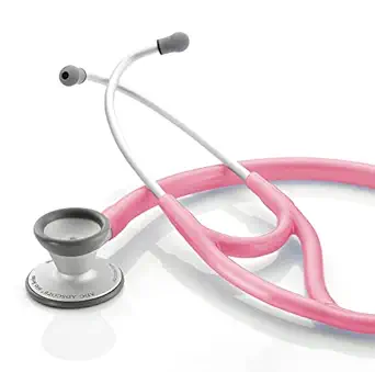 ADC Adscope 606 Ultra Lightweight Cardiology Stethoscope with Tunable AFD Technology, 28 inch Length, Breast Cancer Awareness Metallic Pink