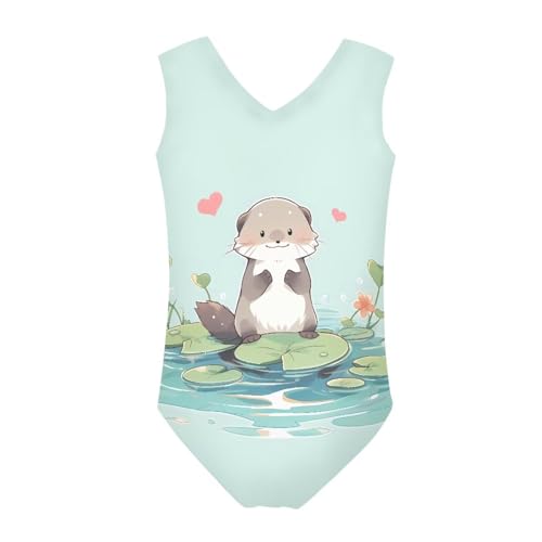 Image of Fashion Print One-Piece Swimsuits for Girls,Soft Stretchy One Piece Bathing Suit Quick Dry Beach Swimwear 5-14 Years