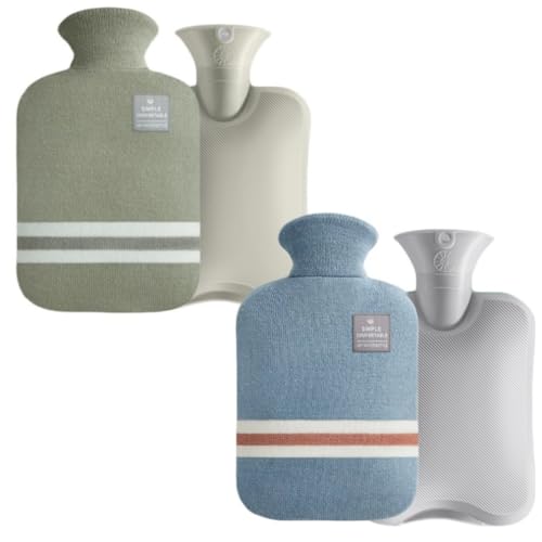 IPPON 2個セット 湯たんぽ お湯 ゆたんぽ カバー付き 容量2L 注水式 pvc 柔らか 热水袋 hot water bag bottle 湯タンポ キャンプ エコ湯たんぽ 省エネ 電気不要 防寒 冷え性対策グッズ 暖かい 暖房 布団 No.41 (うすみどり2L+ブルー2L)（Amazon）