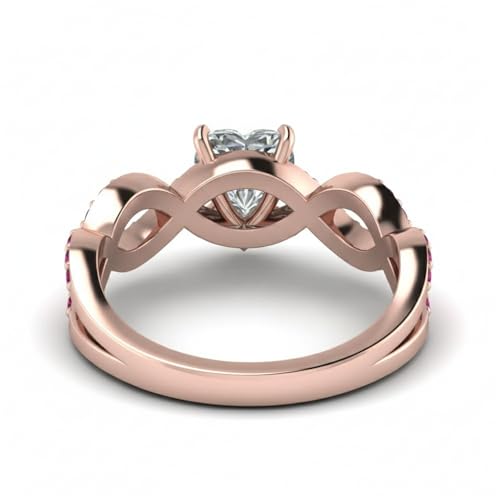 Bague de fiançailles infini plaqué or rose avec pierre précieuse cœur fendue