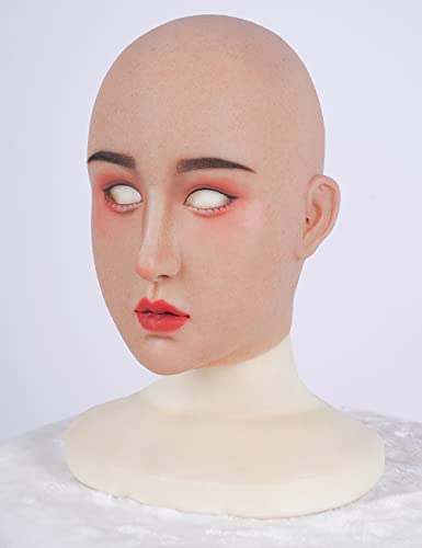 [Dreammask] M22+ 瑠璃（ルリ）・プラス シリコン製 リアル系 フィメールマスク フールヘッド 義乳付き 人工目なし 植毛の眉毛 ビューティーメイク