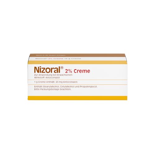Nizoral 2 % Creme: Pilztötendes Arzneimittel zur Behandlung von Pilzerkrankungen, die durch Dermatophyten, Mikrosporien und Hefen verursacht werden. Wirkstoff Ketoconazol (2 %), 15 g