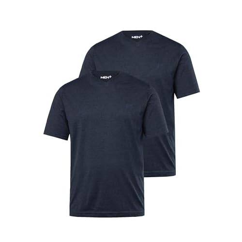Men Plus Herren große Größen Übergrößen Menswear L-8XL T-Shirt, Basic, 2er-Pack, Halbarm, V-Ausschnitt Navy blau L 836299130-L