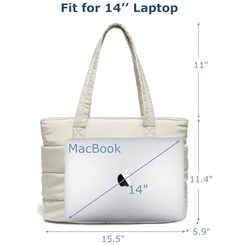 Image of CATMICOO Puffer Tote Bag for Women Quilted Travel Tote with Zipper Puffy Shoulder Handbag for Work Gym