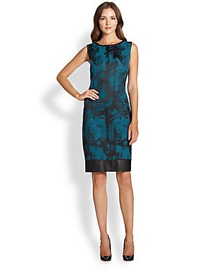 Buy ELIE TAHARI Women's Lolly Watermark Jacquard Sheath Dress,  Cancun/Black, 0 at Amazon.in