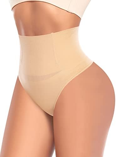 Tummy Control Thong Shapewear for Women High Waisted Panties Girdle Seamless Slimming Body Shaper Underwear （A# Beige,XL）
