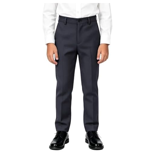 Calças Lycody Boys Tamanho 12 Big Boys Frente Lisa Cinza Calças Sociais Crianças Pull On Uniformes Escolares Calças Para Meninos