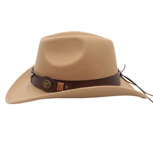 Kids Western Hats Boys Girls Cowboy Felt Hat Jazz Fedora Cowgirl Hats with Belt Buckle3