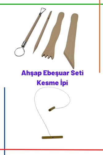 Seramik Hamuru Ahşap Ebeşuar Seti, Kil Çamuru Modelaj takımı, Oyun Hamuru Kesme İpi