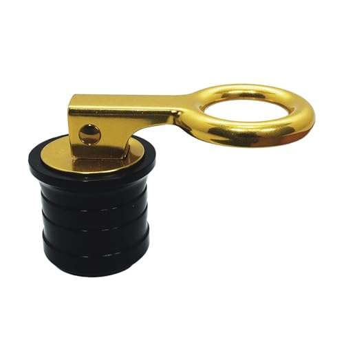 HWIMARINE Livewell Bouchon de vidange de bateau en laiton à vis avec poignée de compression, se verrouille en place pour yacht (3,8 cm)