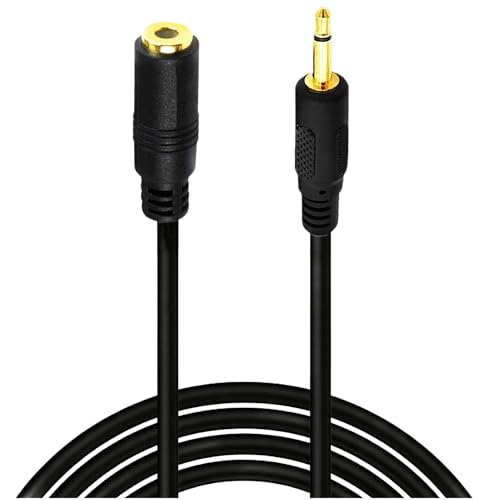 Cable de audio mono 3.5mm macho a hembra 1.8m negro miniatura 1