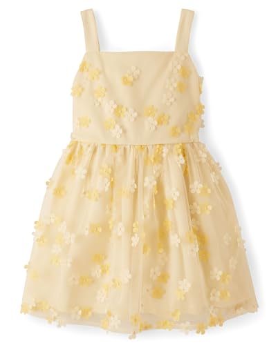 The Childrens Place Girls Dressy Dress Short SleeveVanilla Wafer 6