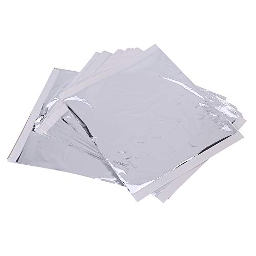Bestechno 100 Blatt Blattimitat zum Basteln und Dekorieren von Kunstprojekten, 14 x 14 cm silber Cover