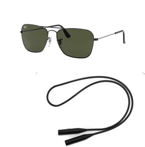 Ray-Ban RB3136 Sunglasses Bundle: RB 3136 CARAVAN 004 Caravan Gunmetal G-15 Green and Universal Anti-slip Silicone Leash2