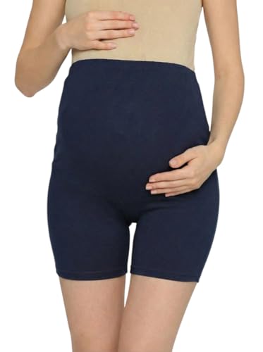 Image of Women's High Waist & Mid-Thigh Cotton Lycra Maternity Shorts|Pregnancy Panty|Maternity Panties Over The Belly for The Pre & Post Pregnancy