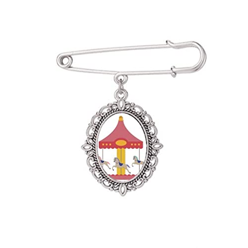 Broche multicolore carrousel de taille M pour habiller une robe ou un chemisier