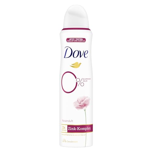 Dove Deodorant-Spray Rosenduft Deo mit pflegendem Zink-Komplex und 0% Aluminiumsalzen 150 ml