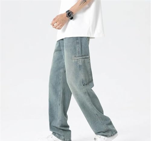 Mens Jeans Spring Baggy Vintage Casual Wide-Leg Straight Denim Pants Fashionable Streetwear2
