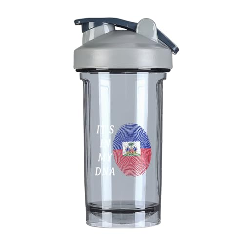 IT'S In My DNA Haitian 18 Ounce Shaker Bottle Drink Mixer Leak-proof Pre Workout Protein Shakes Meal Replacement Shakes Bottles 500ML/18 Oz Gray