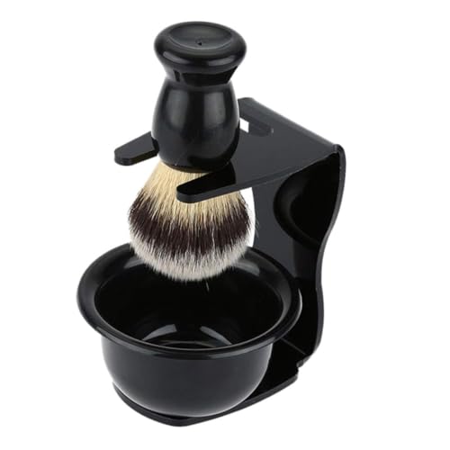 HAPINARY Brocha De Afeitar Cabello Hombre Falso Agente De Mudanzas Aseo Tazón De Afeitar Hacer Facial Manejar Pararse Cerda Equipo Brocha y Bol De Afeitar Cepillo De Afeitar Black