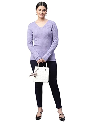Image of Global Republic Acrylic Regular Fit V-Neck Full Sleeves Pullover for Women