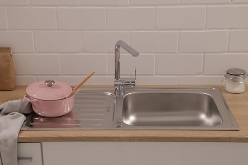 Respekta Riverside Edelstahl Spülbecken / 1 Becken Einbauspüle in ‎100 x 50 cm / Edelstahlspüle mit Abtropffläche geeignet für Unterschränke ab 50 cm Breite