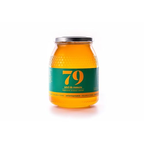 79 Setentaynueve - Miel de Romero 100% Natural | Miel Cruda y sin Pasteurizar | Color Ámbar Claro y Aroma Fresco | Sabor Dulce y Afrutado | Producción Española Artesanal (1000gr)