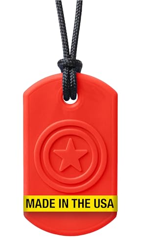 ARK Super Star, Chew Necklaces for Sensory Kids and Adults, Oral Fidget for Autism, ADHD, SPD, Anxiety, Medical-Grade Sensory Chew Necklace, Standard, Softest, Red