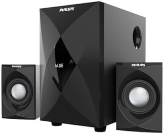 PHILIPS Audio 2.1 CH 60W Multimedia Speaker System with Bluetooth 5.3, USB,AUX,FM Radio,LED Display, Remote Controlled, 10.16cm Subwoofer, Wide Compatibility-MP3 Player,TV, PC (MMS2634/94-Deep Black)