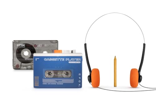 BIGBEN Baladeur Cassette Bluetooth 5.4, Enceinte BT, Lecteur Enregistreur, Auto-Reverse, Rechargeable USB-C, Pack Complet 4-en-1 avec Casque 3.5mm, K7 et...