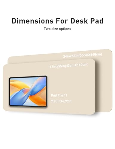 Image of Aothia Faux Leather Desk Mat - Non-Slip PU Leather Desk Blotter, Waterproof Writing Surface, Large Desk Pad for Office & Home (Beige, 55 inch x 24 inch)