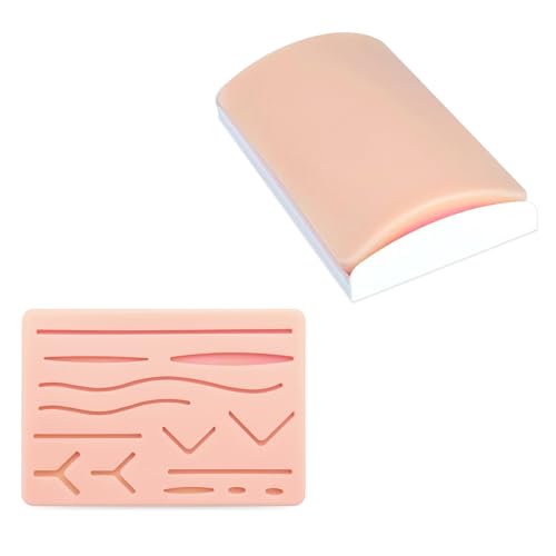 Spectabilis 2 Pcs Suture Pad Suture Practice Pad Realistic Three-Layer Silicone Skin Kit with 14