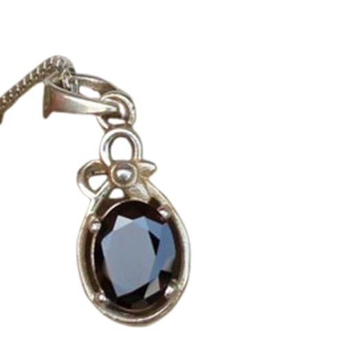 Pendentif onyx noir naturel ovale 10x8mm avec chaîne en argent 925 style intemporel