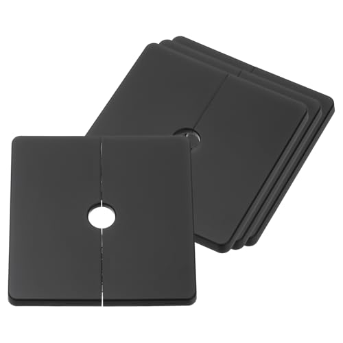 uxcell 4Pcs ABS Plastics Square Shaped Escutcheon Plate, Wall Split Flange, 12mm Diameter Wall-mounted Pipe Mouth Decorative Cover, Black