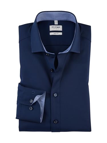 OLYMP Herren Businesshemd Langarm Level Five - Body Fit, Einfarbig, Royal...