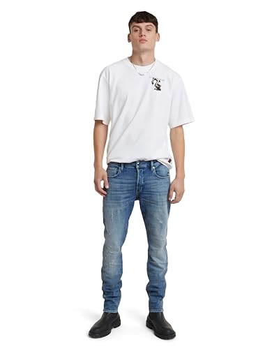 G-Star Raw Men's 3301 Straight-Fit Jean in Vant Stretch Denim, Sun Faded Blue Donau Restored 51001-d441-g644, 29W x 32L4