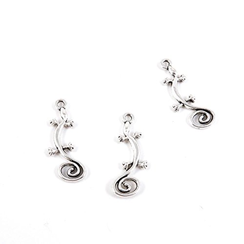 80 Pieces Antique Silver Tone Jewelry Making Charms O8IH4 Gecko