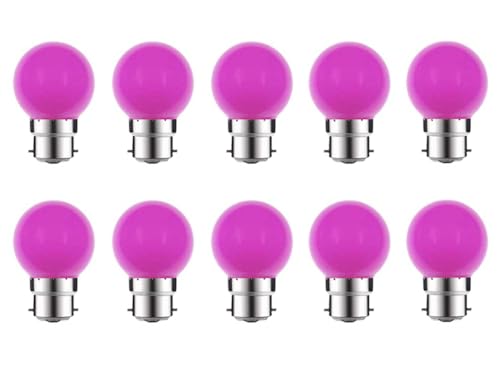 ZFQ 10 Pack B22 Bayonet Colored LED Light Bulbs 2W G45 Golf Ball Mini Globe Bulb Lighting Bulbs,Purple for Outdoor Indoor String Patio Garden Party Christmas