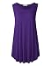 LARACE Women Solid Sleeveless Tunic For Leggings Swing Flare Tank Tops (3X, Deep Purple)