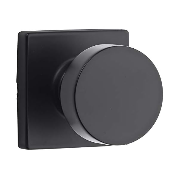 Kwikset Pismo Passage Door Knob, Non-Locking Stylish Door Handle for Interior Hallway and Closet Doors, Featuring Microban Product Protection, in Matte Black