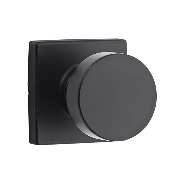 Kwikset Pismo Passage Door Knob, Non-Locking Stylish Door Handle for Interior Hallway and Closet Doors, Featuring Microban Product Protection, in Matte Black
