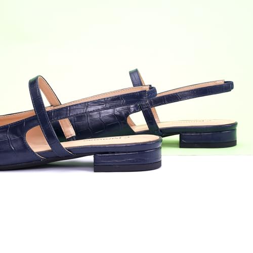 C.Paravano Women's Slingback Flats & Heels - Pointed Toe, Ankle Strap, Comfortable Leather Dress Shoes3