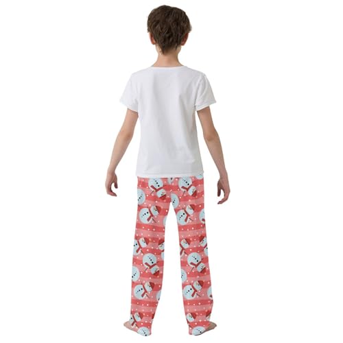 Boys' Pants Christmas Snowman Red Hat Stripes Long Bottoms Jogger Pants Elastic Waist Trousers with Pockets S-XL3