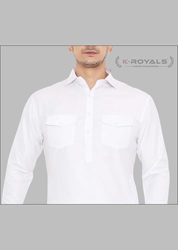 Image of K-ROYALS Full Pathani Suit for Mens /Cotton Blend Pathani kurta payjama set for mens