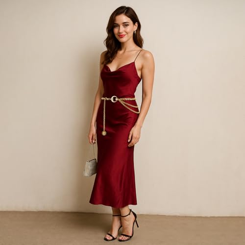 Gold Chain Belt for Women, Metal Waist Chain Link Belts for Dresses, Jumpsuit, Jeans, or Pirate Costume Accessories3